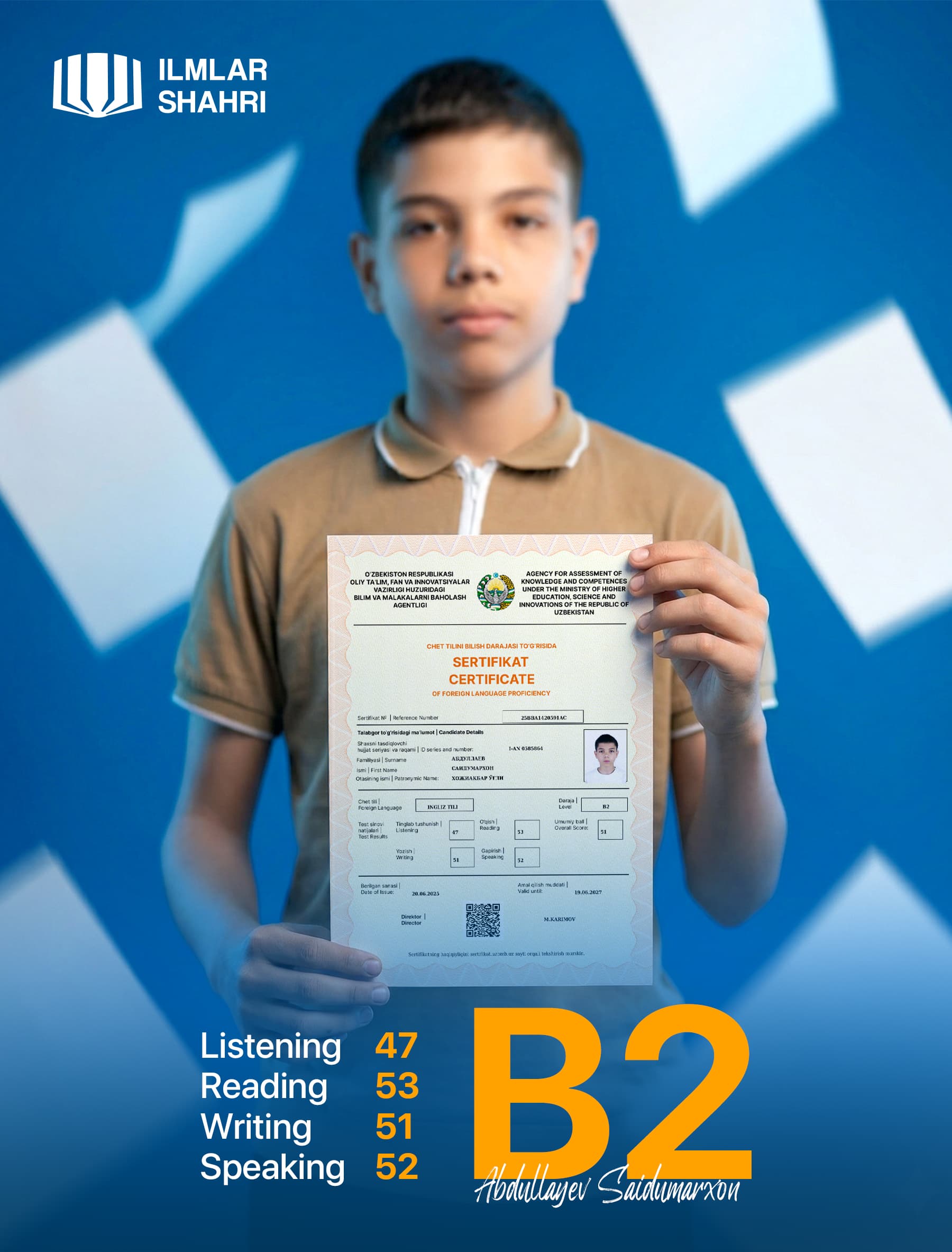 Ilmlar Shahri o‘quvchisi, B2 natija